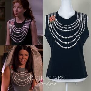 Extremely Rare Sleeveless Top Pearl Graphic ASO Lorelai Gilmore Grace Adler VTG